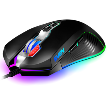 Мышь Sven RX-G850 игровая, 6400dpi, покрытие soft-touch, подсветка, USB, чёрный